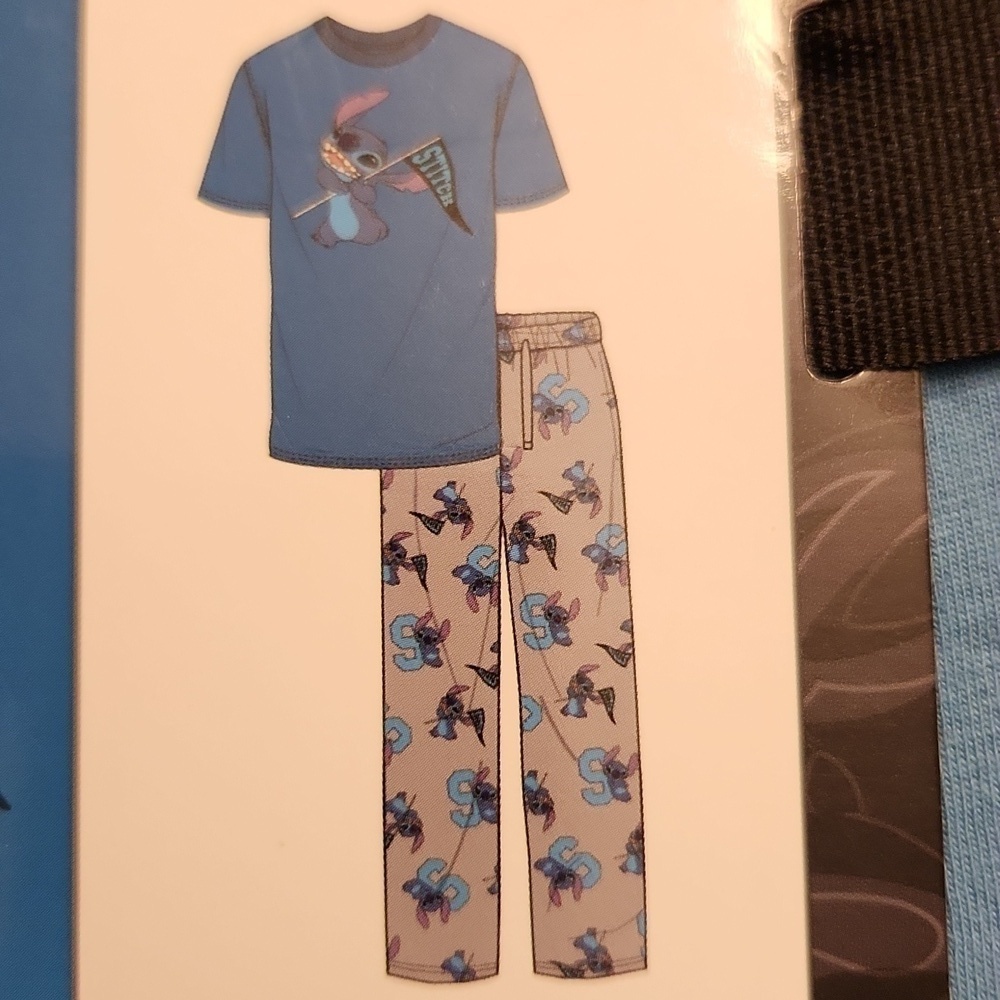 Disney Stitch Pjs Mens Shirt pajama pants Sleep Set Size S 28 - 30 W NWT